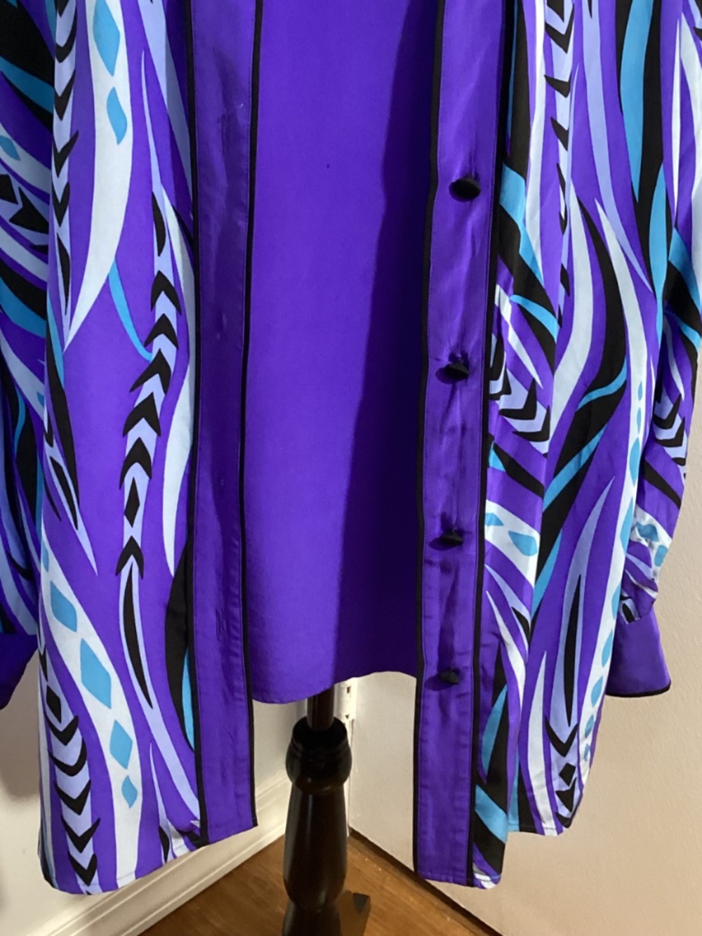 VTG BOB MACKIE WEARABLE ART PLUS 1X 100% SILK TWINSET TANK TOP TUNIC BLUE PURPLE - Picture 8 of 15